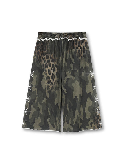 Rhinestone Leopard Camo Shorts-739