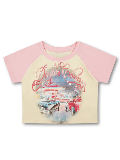 Bling Retro Car Crop Top-620