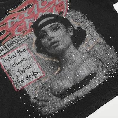 90s Grunge Bling Waffle Tee-566