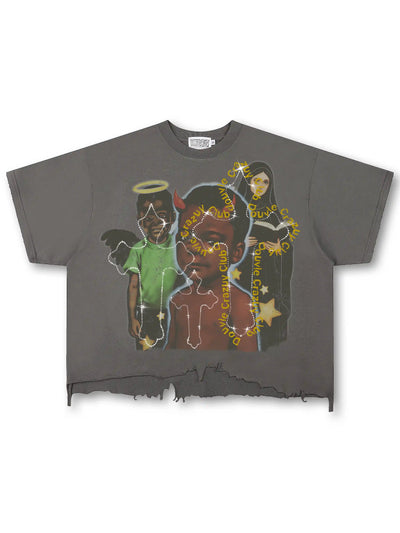Bling Mural Angel Devil Tee-594