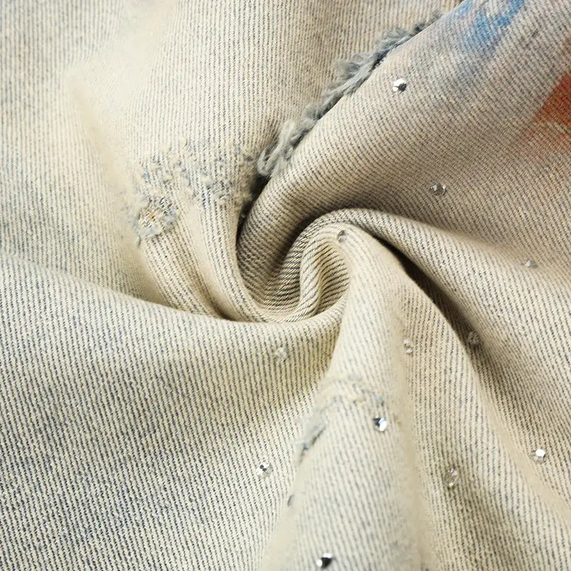 Jorts amples en jean graphique punk-579