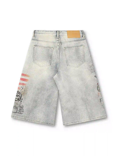 Jorts amples en jean graphique punk-579