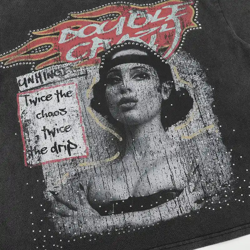 90s Grunge Bling Waffle Tee-566