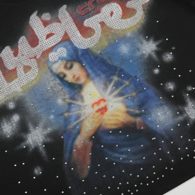 T-shirt ample Vierge Marie strass-565