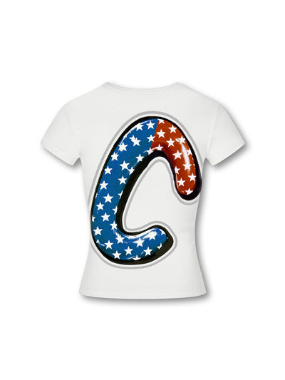 Camiseta Ajustada con Tipografía de Burbujas de Parodia-556