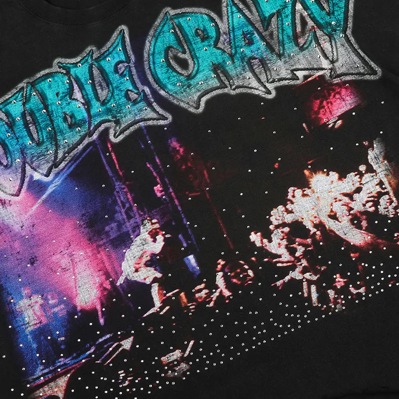T-shirt Sparkle Crowd à ourlet déchiré-616