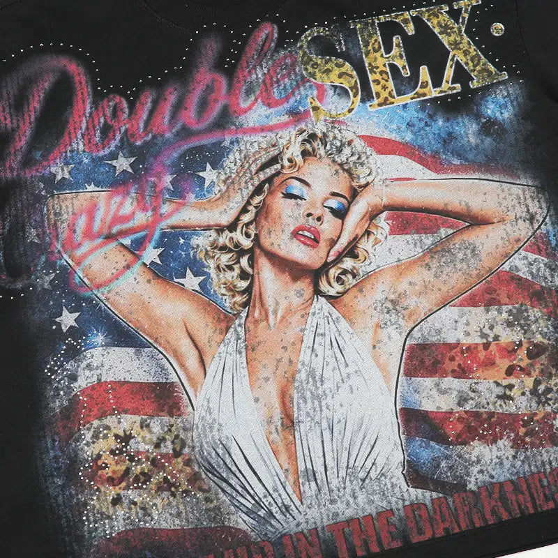 T-shirt ample drapeau américain -672