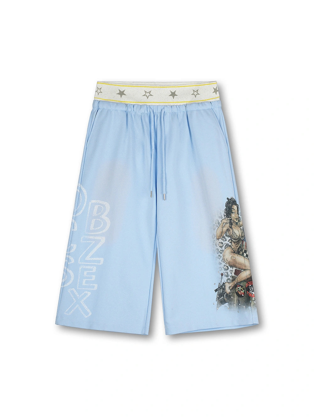 Pantalones cortos de varias capas con diseño Pin Up desgastado-664
