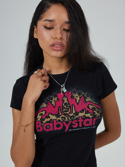 T-shirt court léopard motif fille diabolique bébé-651