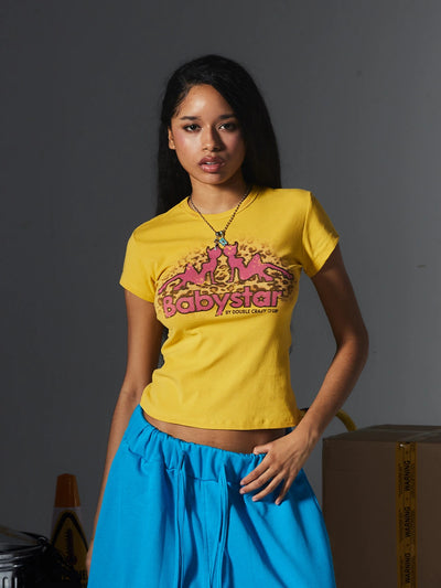 T-shirt court léopard motif fille diabolique bébé-651