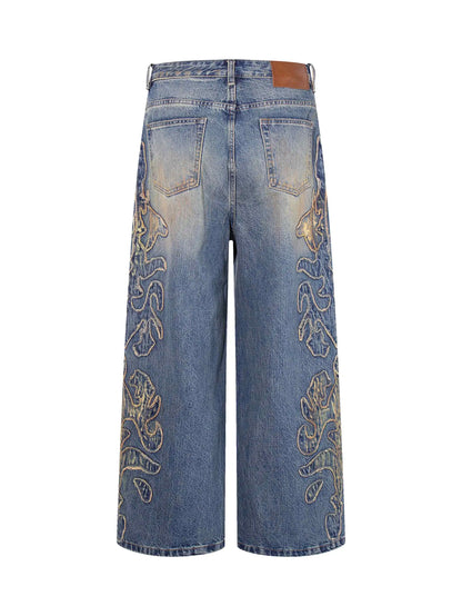 Flame Stitch Trap Jeans-S1187