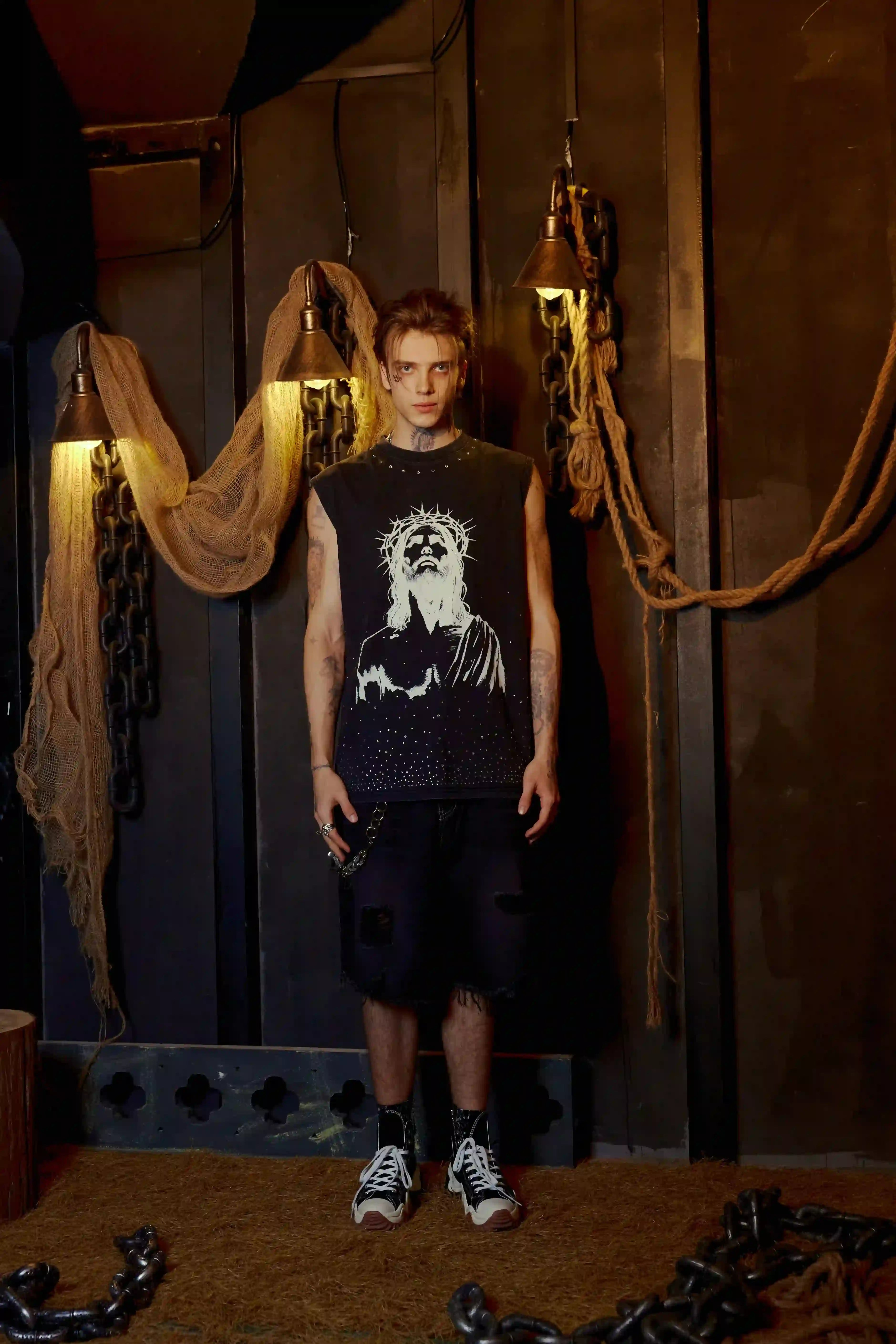 Gothic Jesus Graphic Tank Top-206