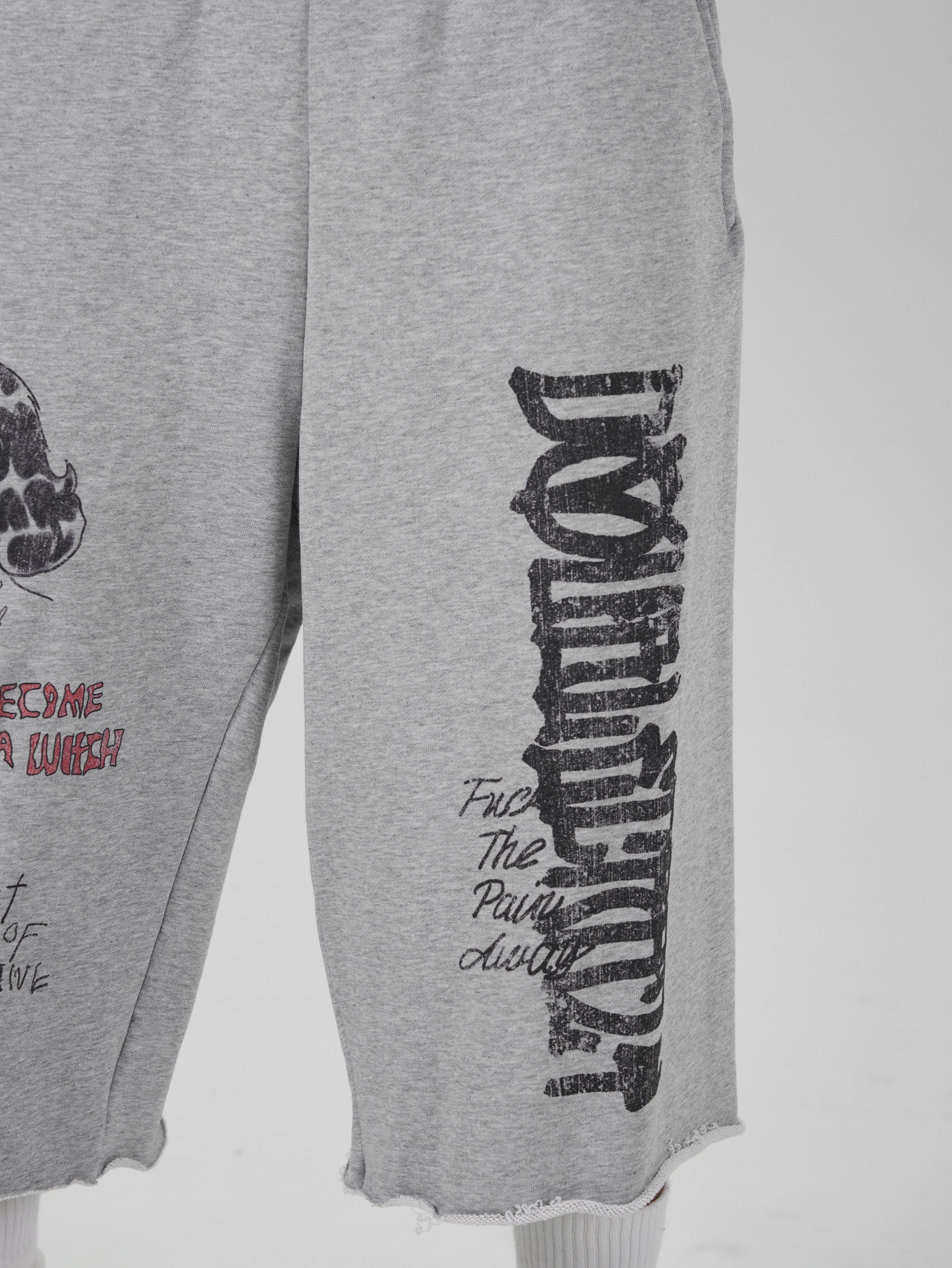Faded Gothic Text Raw Shorts-736
