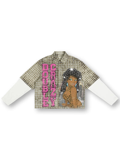 Studded Afro Plaid Shirt-703