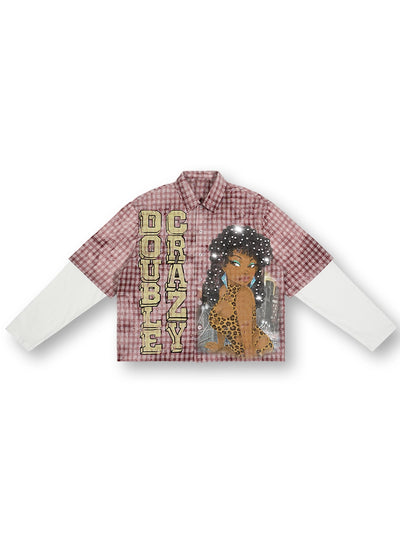 Studded Afro Plaid Shirt-703