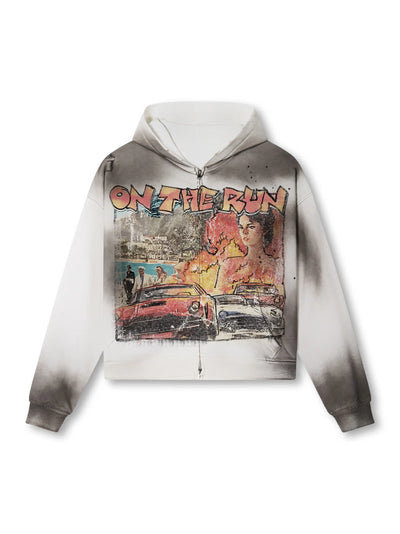 Faded Retro Car Zip Hoodie-706