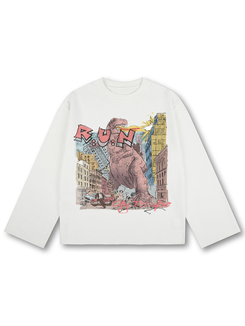 Washed Monster Boxy Waffle L/S-707