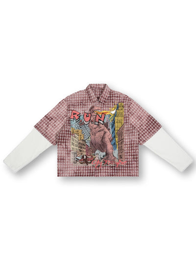 Layered T-Rex Plaid Shirt-707