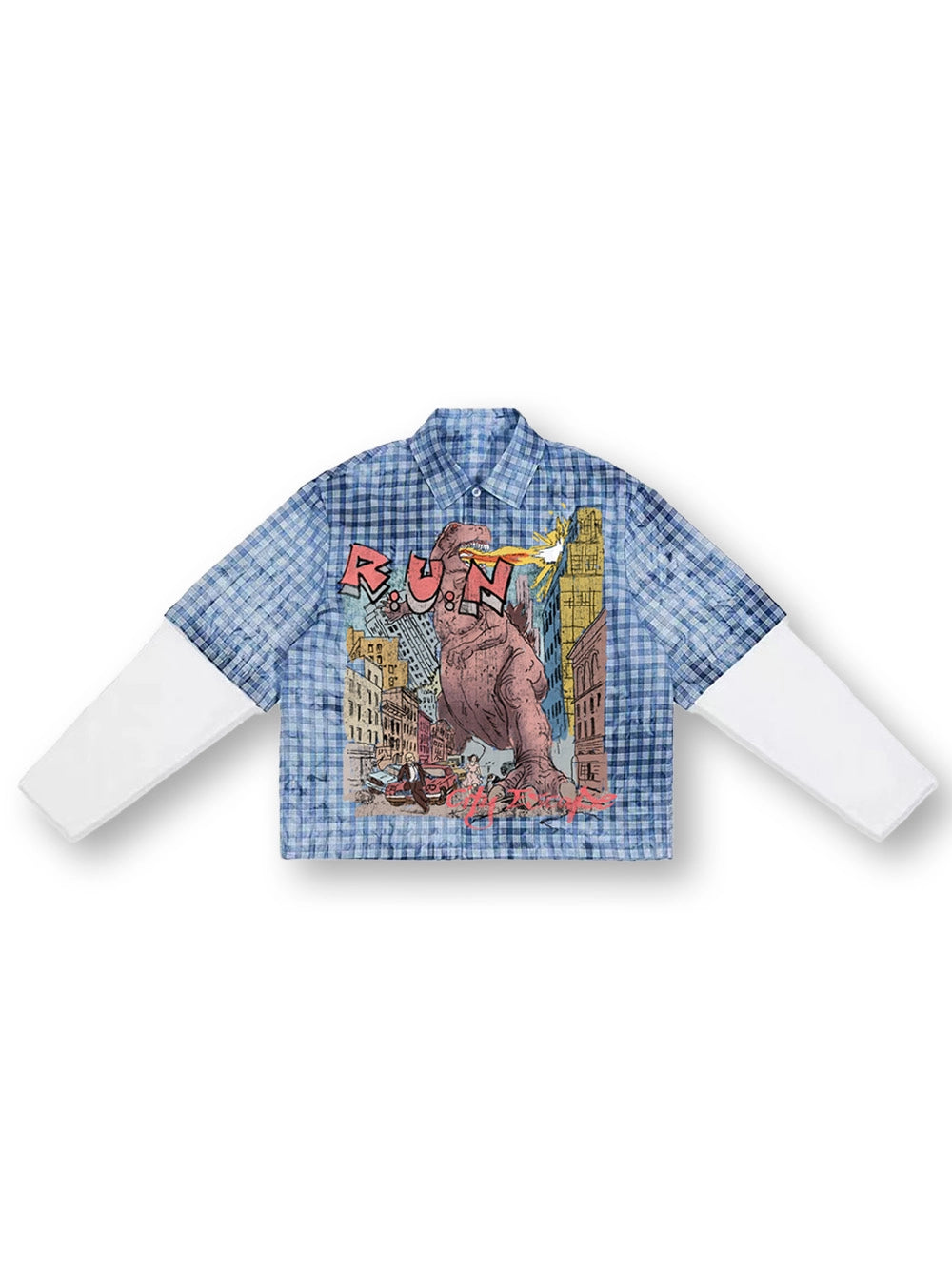 Layered T-Rex Plaid Shirt-707