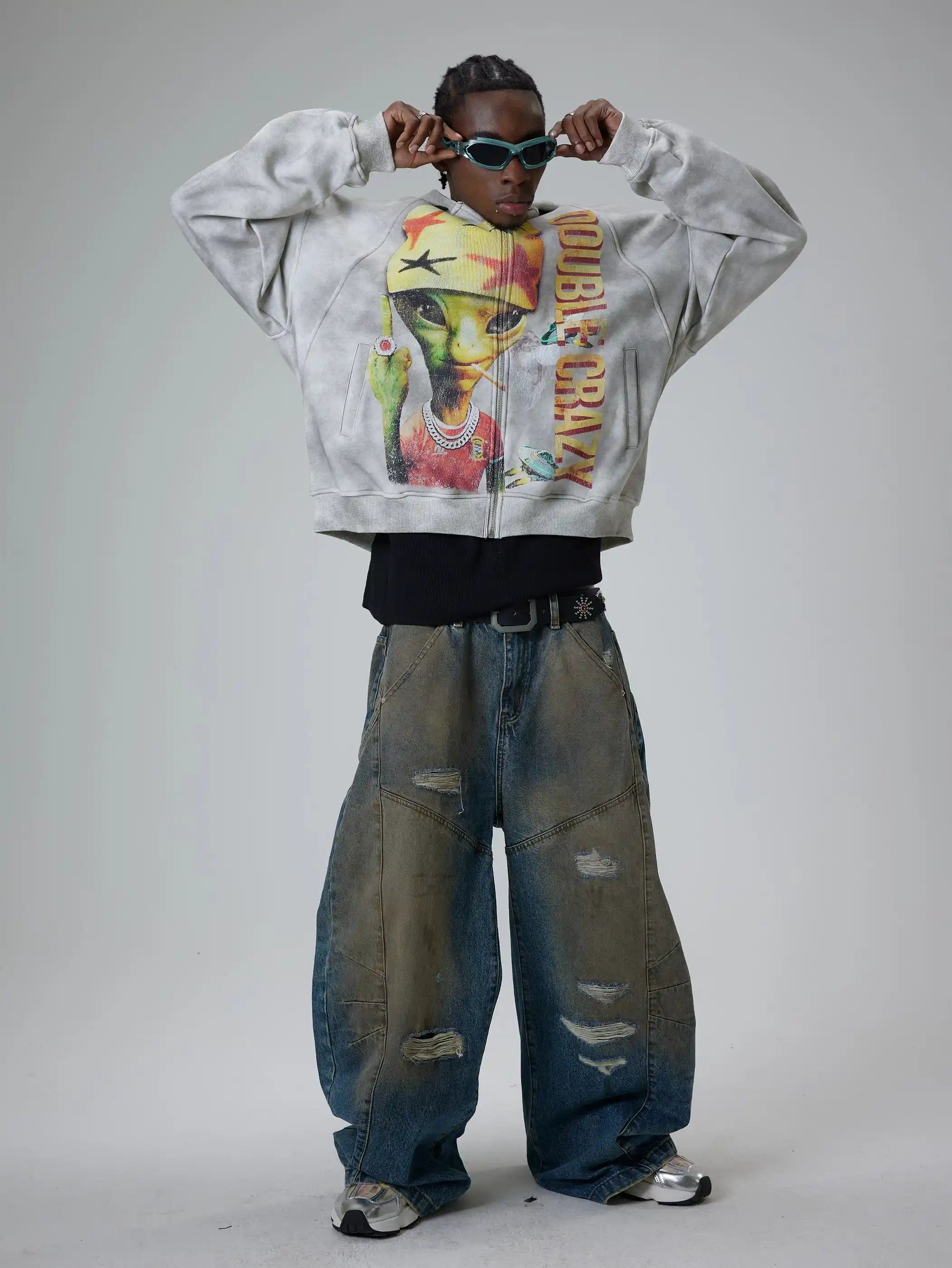 Sudadera con capucha Space Rebel Alien-340