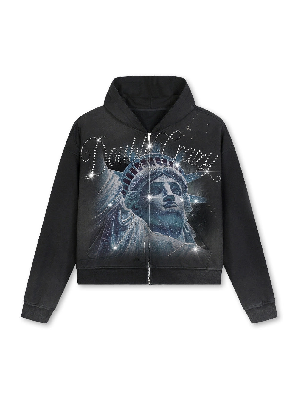Rhinestone Liberty Zip Hoodie-722