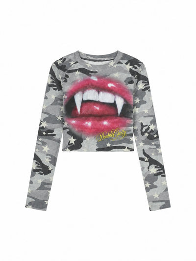 Camo Vampire Fangs L/S Top-725