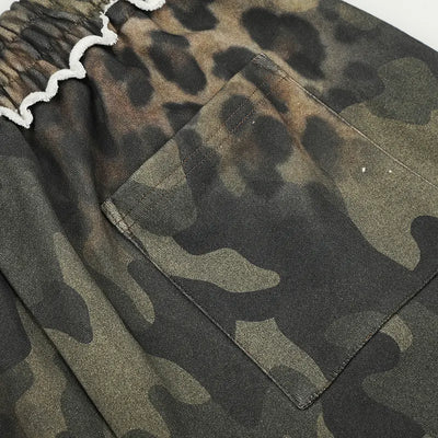 Bling Leopard Camo Raw Shorts-727