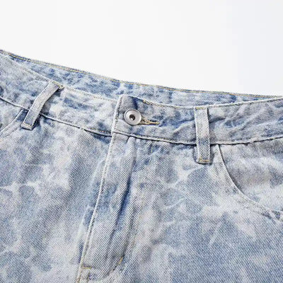 Jeans délavés marbrés effet vieilli-S1217