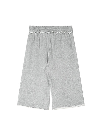 Faded Gothic Text Raw Shorts-736