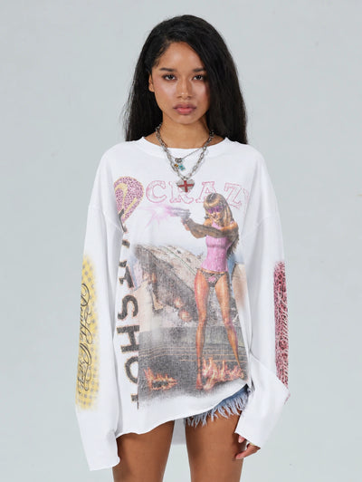 Faded Alien Invasion Boxy L/S-738