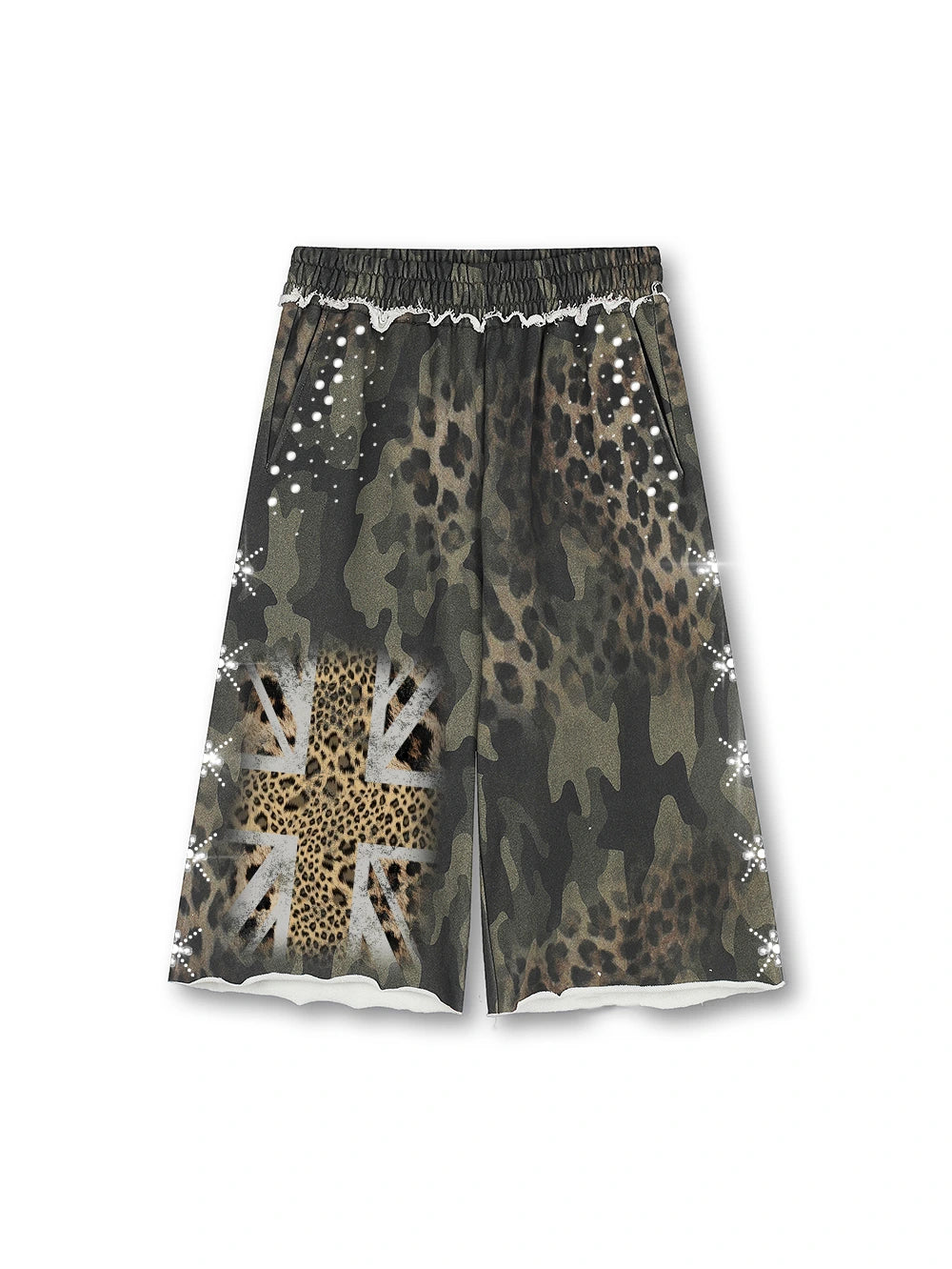 Rhinestone Leopard Camo Shorts-739