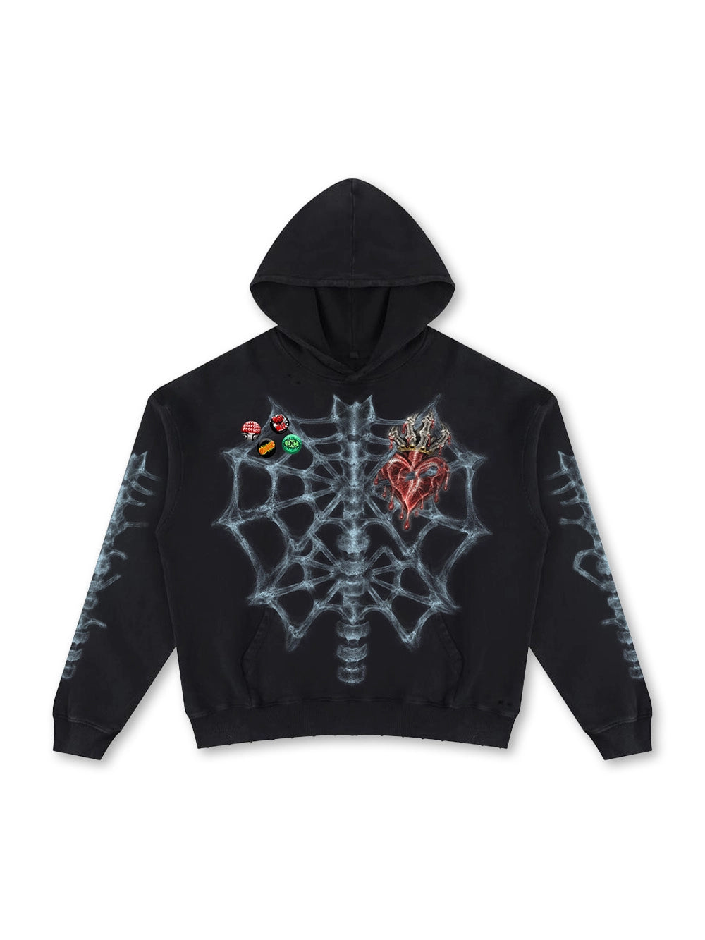 Distressed X-Ray Bone Hoodie-780