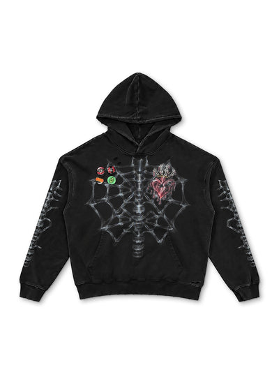 Sudadera con capucha y estampado de rayos X desgastado-780