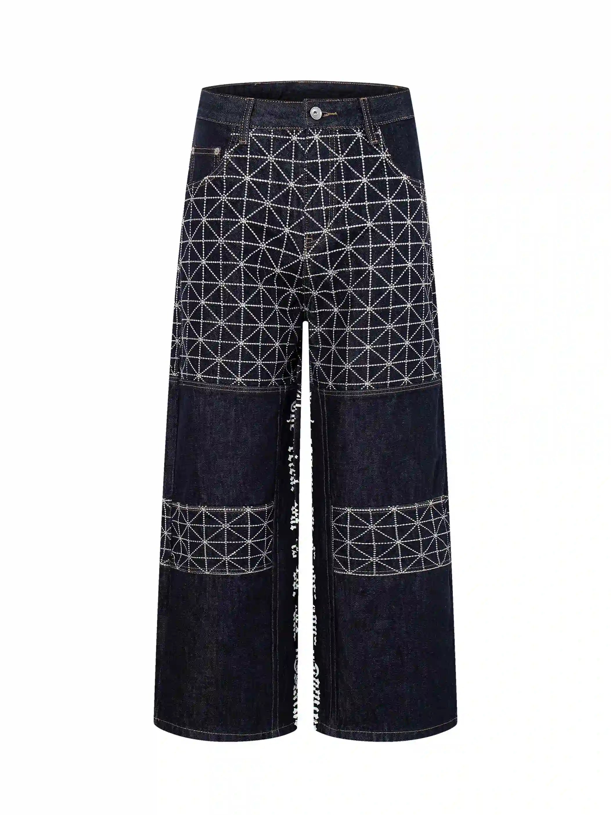 Jean large géométrique Star Grid-S1237