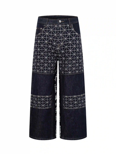 Jean large géométrique Star Grid-S1237