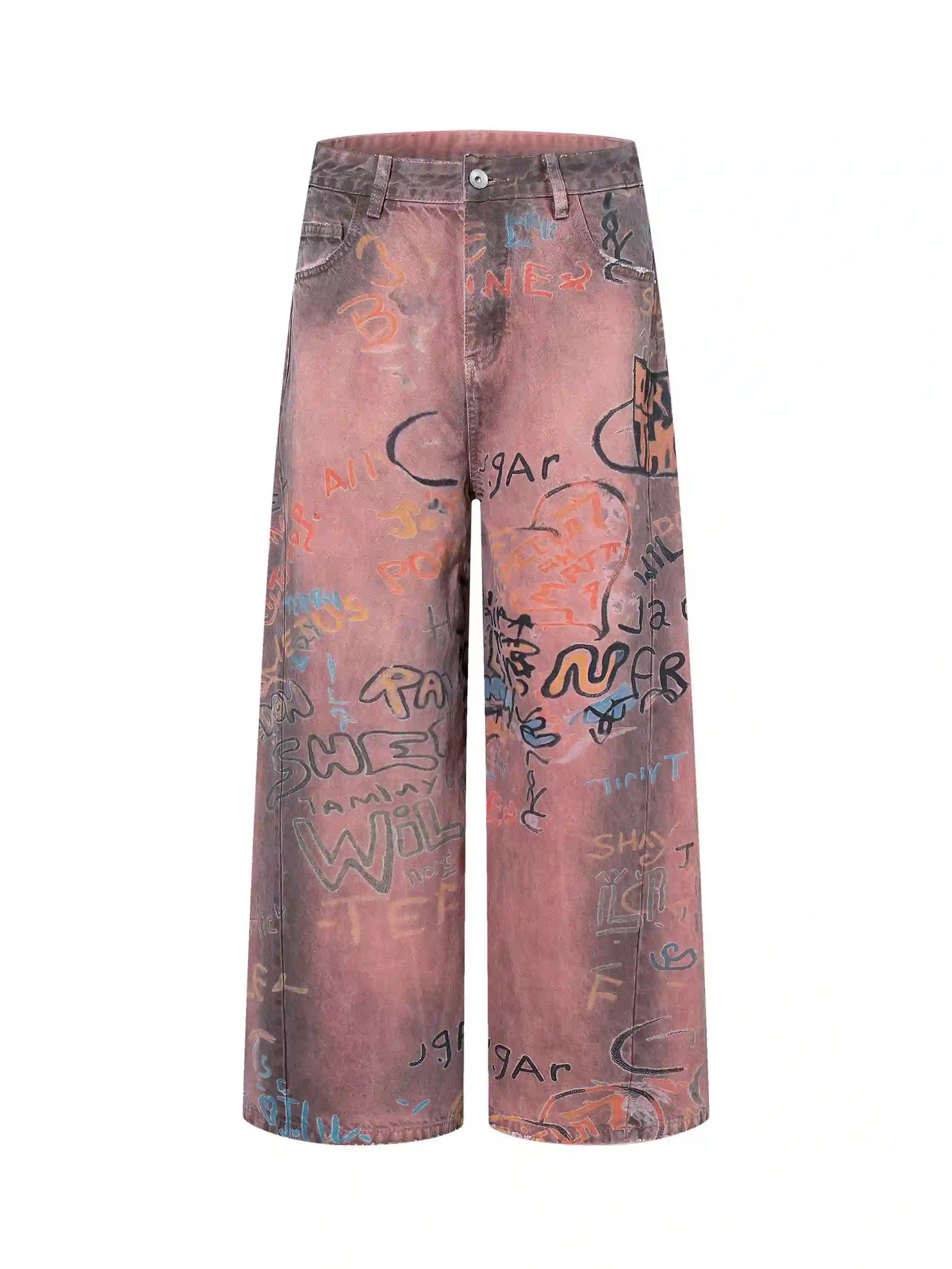 Jeans en coton graffitis peints à la main-S1218