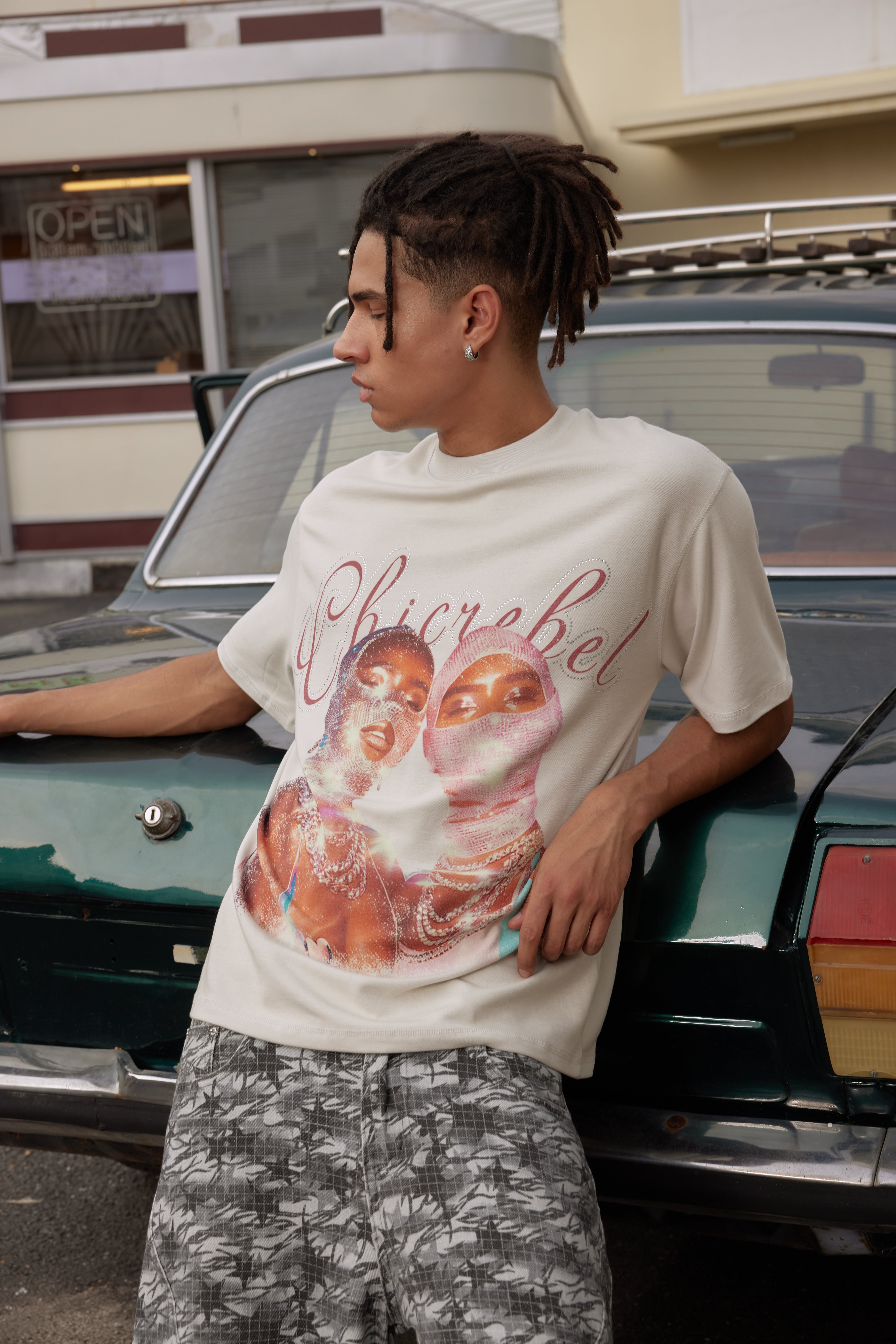 Gleaming Rhinestone Double-Sided T-shirt-267