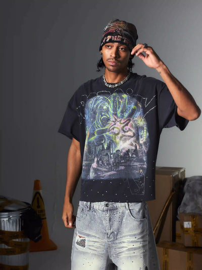 Skyline Monster Raw-Hem Tee-702