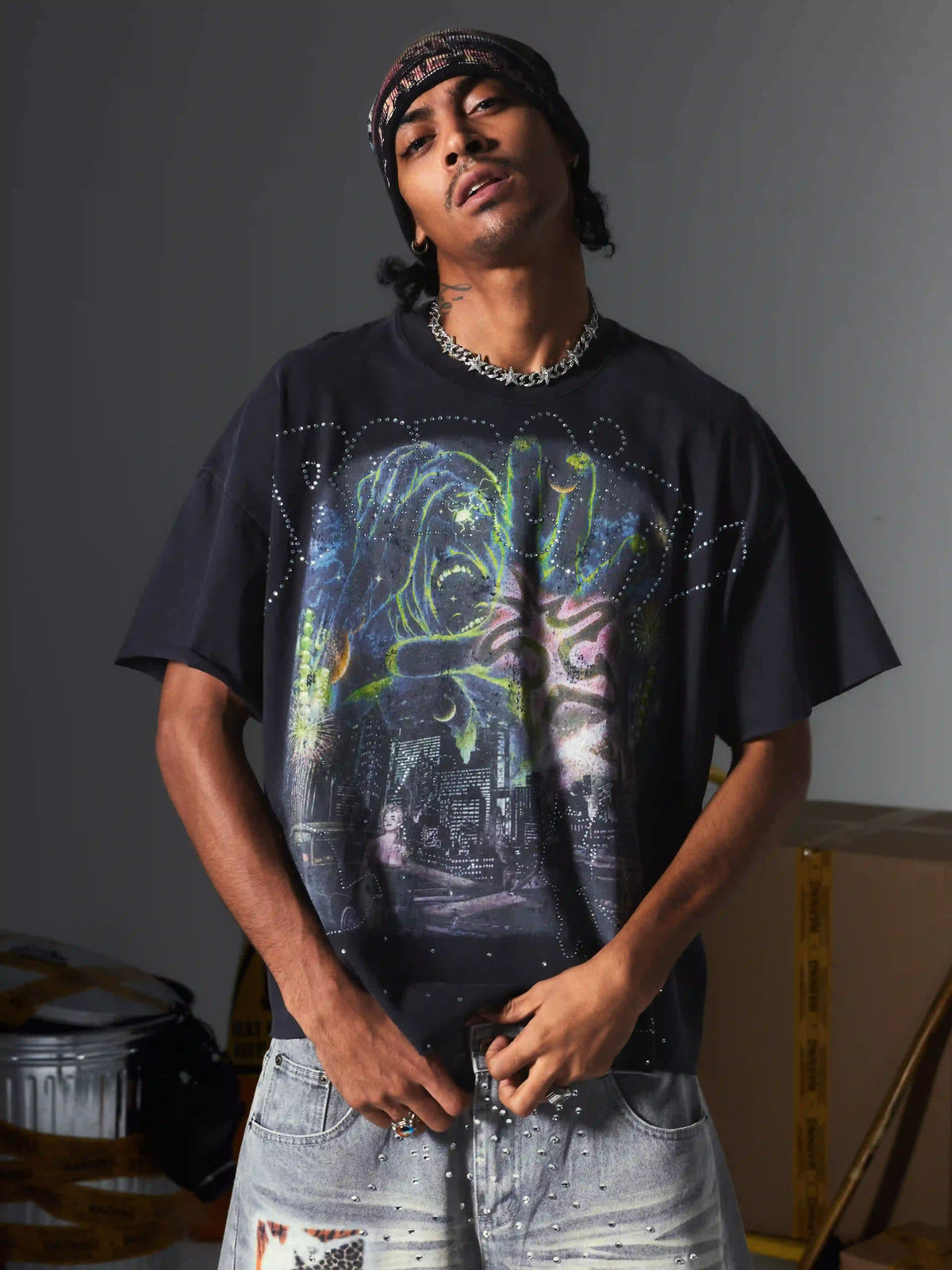Camiseta de dobladillo sin rematar Skyline Monster-702