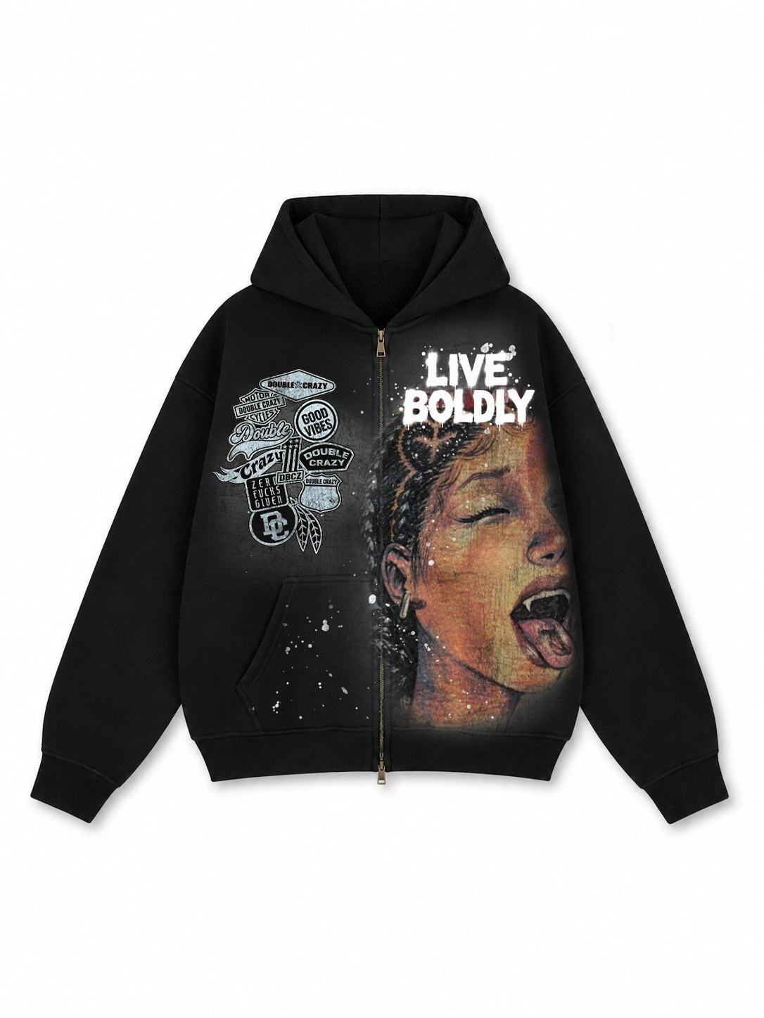 Sudadera con capucha y cremallera Fear Nothing-818
