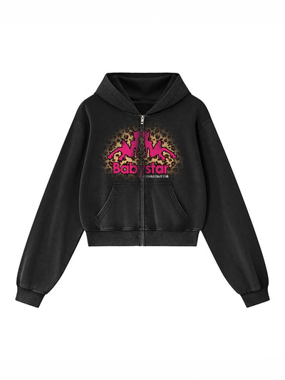 Babystar Leopard Devil Vixen Cropped Hoodie-822