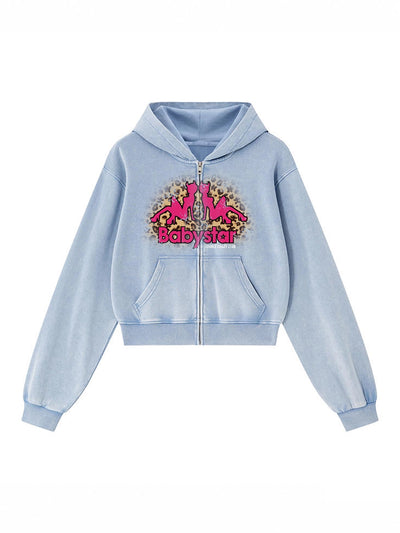 Babystar Leopard Devil Vixen Cropped Hoodie-822