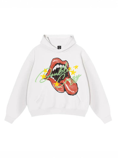 Y2K Grunge Rolling Lips Boxy Hoodie-827