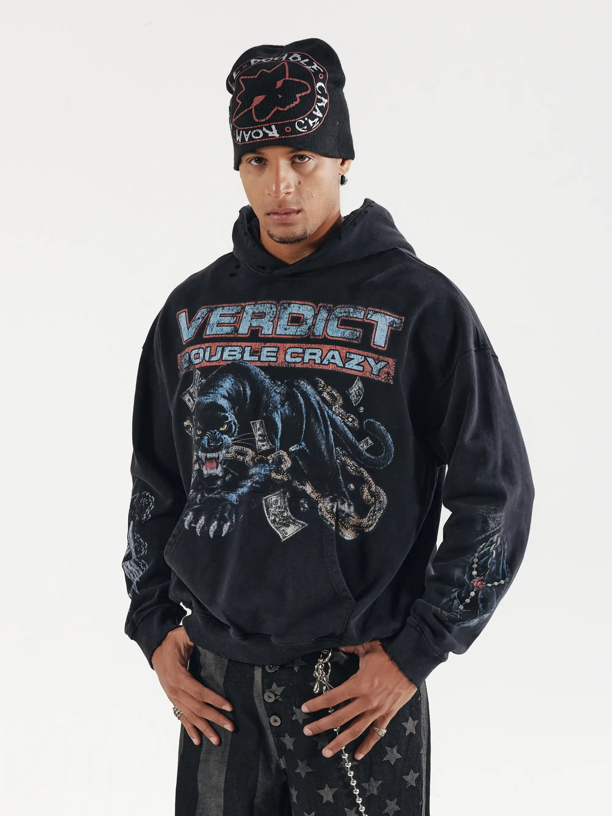 Boxy Vintage Panther Hoodie-831