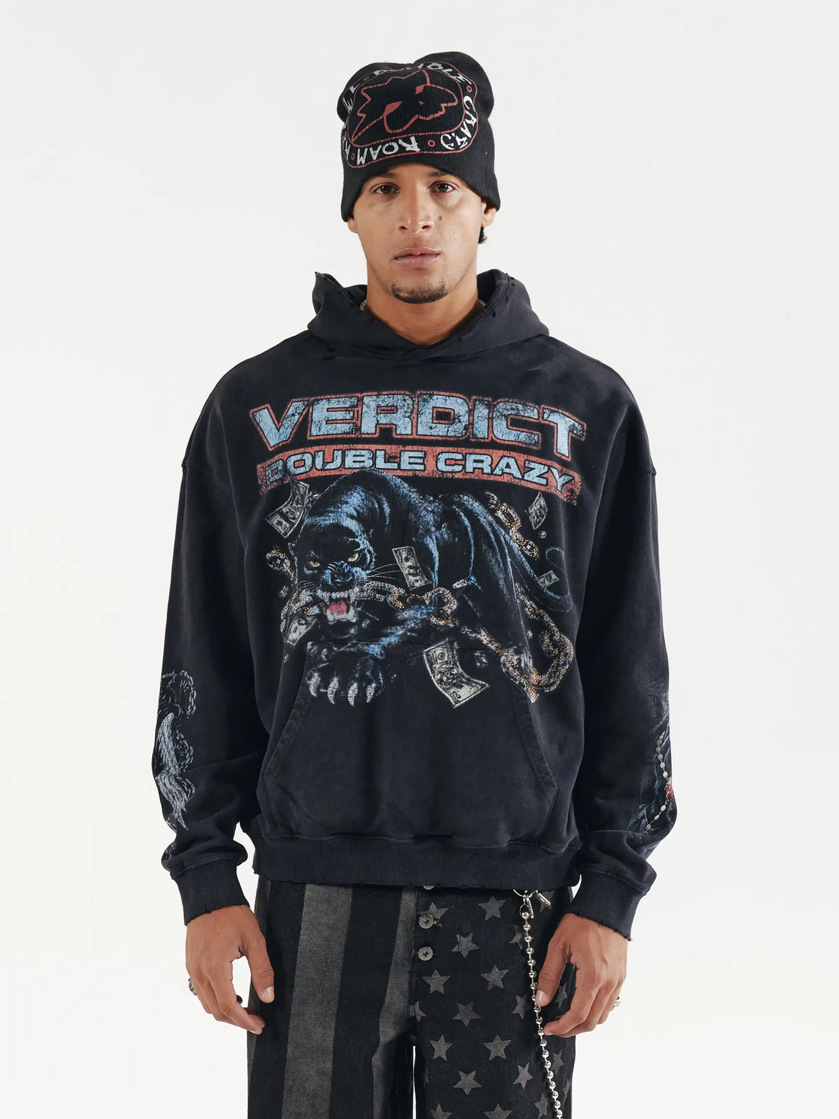 Boxy Vintage Panther Hoodie-831
