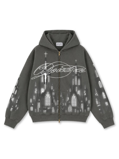 Midnight Cathedral Zip Hoodie-832