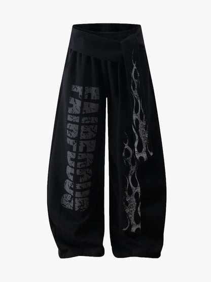 Letter Flame Patchwork Casual Pants-S1070