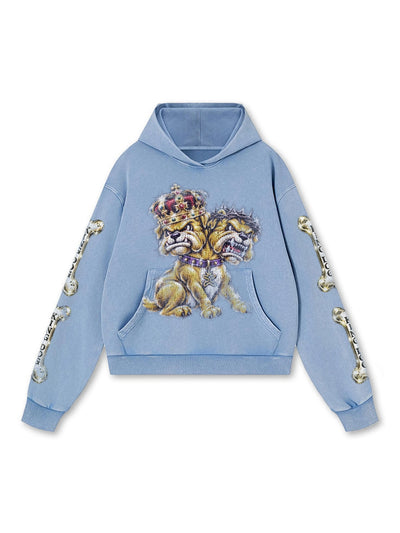 Sudadera con capucha de bulldog de dos cabezas-842