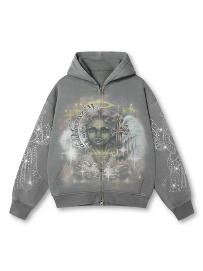 Angelic Cross Zip Hoodie-350