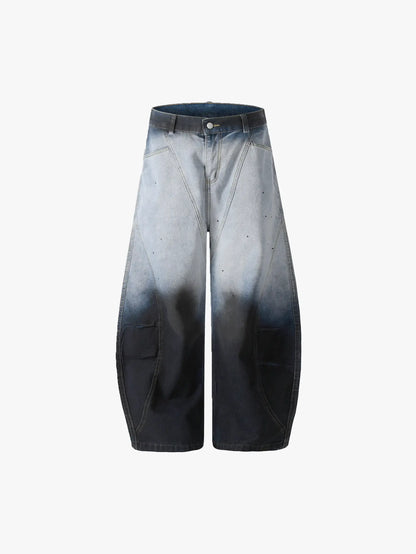 Urban Chic Oversized Denim Pants with Distressed Unisex Trousers - S994